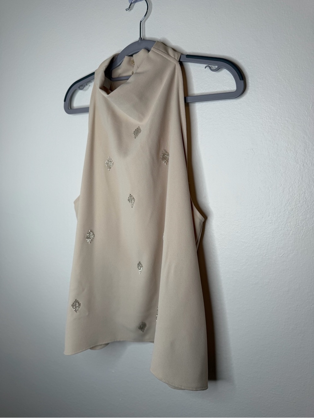 NWT Zara Cream Beaded High Neck Sleeveless Top XL - Picture 3 of 9